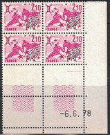 PREO - GEMEAUX - N°157 - BLOC DE 4 - COIN DATE - DU 6-6-1878 - COTE 7€50. - Voorafgestempeld