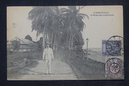 GABON - Affranchissement Groupe 1ct + 4ct Sur Carte Postale De Libreville Pour La France En 1908 - L 141574 - Storia Postale