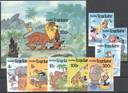 Togo 1980, Disney, Animals, Rhino, Monkey, Hippo, Lion, Giraffe, 8val +BF IMPERFORATED - Giraffes