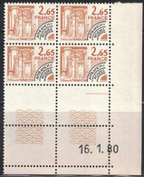 PREO - TARASCON - N°169 - BLOC DE 4 - COIN DATE - DU 16-1-1980 - COTE 7€50. - Voorafgestempeld