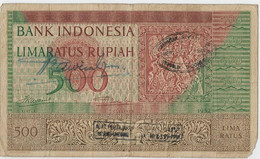 INDONESIE Gouvernement REVOLUTIONNAIRE 500 Rupiah Surchargé Par 2 Tampons & Signature Manuscrite . Pt. Manque TB - Indonésie