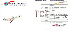 Carte D'embarquement Regional Airlines Clermont Ferrand - Pau 15 Mars 1999 - Carte D'imbarco