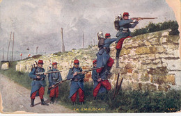 MILITARIA - Illustration Signée - En Embuscade - LVC - Carte Postale Ancienne - Autres & Non Classés