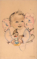 FANTAISIES - Bébé - Illustration Signée F Ballia - Doudou - Nain Blanche Neige - Carte Postale Ancienne - Baby's
