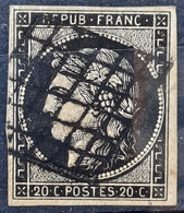 France 1849 N°3h Noir Intense Ob TB Cote 115€ - 1849-1850 Ceres