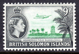 BRITISH SOLOMON ISLANDS - 1956 QEII 9d AIRFIELD AIRCRAFT STAMP MNH ** SG 108 - Salomonen (...-1978)