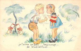 ENFANTS - Effeuillage D'une Pâquerette Par Un Petit Garçon Blond - Illustration Non Signée - Carte Postale Ancienne - Cartes Humoristiques