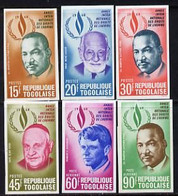 Togo 1969, Human Rights, M. L. King, Bob Kennedy, Pope John XXIII, 6val IMPERFORATED - Martin Luther King