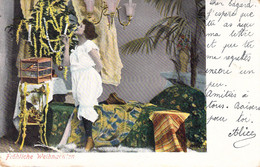 FANTAISIES - Femme En Combinaison Souffle Une Bougie Sur Le Sapin - Fröhliche Weihnachten - Carte Postale Ancienne - Mujeres