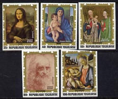 Togo 1972, Paintings Of Italian Masters, Leonardo, Botticelli, Bellini, 5val IMPERFORATED - Gemälde