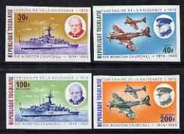 Togo 1974, Churchill, Ships, Planes, 4val IMPERFORATED - Sir Winston Churchill