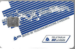 CARTE-PUCE-ANDORRE-50U-AND10-SC5-STA-2-Les Télécom-V° 5Ge 39955-Utilisé-TBE - Andorra