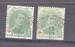 BE 0338  -  Belgique  :  COB 129-29a  (o)  Les 2 Types - 1914-1915 Croix-Rouge