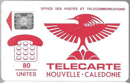 CARTE-PUCE-NOUVELLE-CALEDONIE-80U-NC2B-SC5-6mm-CAGOU ROUGE-V°N°5 Ge 22800-Double-Frappe & 00 Envers-TBE RARE - Nouvelle-Calédonie