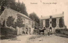 Nettinne   Un Coin Du Village Attelage Bien Animée Avec Griffe Haversin +voyagé En 1910 - Somme-Leuze