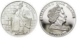 COOK ISLANDS 5 $ 2010 ARGENTO PROOF SILVER IVAN FYODOROV STAMPA ANTICA MINTAGE 1510 PZ PESO 20g TITOLO 0,925 - Cookeilanden