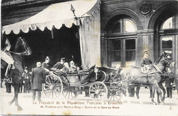 BRUXELLES - Le Président De La République Française Mr Fallières Et Le Roi Des Belges - Sortie De La Gare Du Nord - Feesten En Evenementen