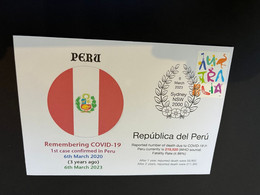 (1 P 32) 3rd Anniversary Of 1st Case Of COVID-19 Declared In Peru - 6th March 2020 (with OZ Stamp) - Otros & Sin Clasificación