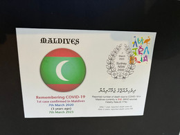 (1 P 32) 3rd Anniversary Of 1st Case Of COVID-19 Declared In Maldives - 7th March 2020 (with OZ Stamp) - Otros & Sin Clasificación