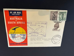 (1 P 34) Australia To South Africa First Flight - 1952 - QANTAS Empire Airways  (number 46726) - Primi Voli