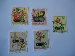 CONGO   USED STAMPS FLOWERS   OVERPRINT - Andere & Zonder Classificatie