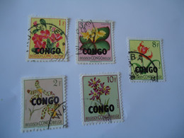 CONGO   USED STAMPS FLOWERS   OVERPRINT - Otros & Sin Clasificación