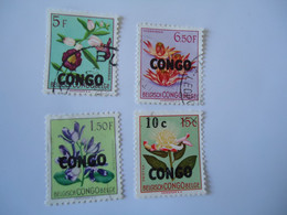 CONGO   USED STAMPS FLOWERS   OVERPRINT - Otros & Sin Clasificación