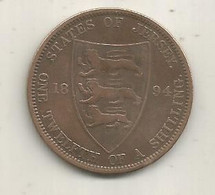 JC, Monnaie, GRANDE BRETAGNE, Iles ANGLO-NORMANDES, STATES OF JERSEY, One Twelfth Of A Shilling,  1894, 2 Scans - Islas Del Canal