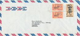 New Zealand Air Mail Cover Sent To Denmark 2-12-1965 Single Franked + 2 Christmas TB Seals - Corréo Aéreo