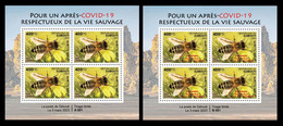 DJIBOUTI 2023 - SHEET 4V (REG & OVERPRINT) - BEES BEE ABEILLES ABEILLE INSECTS - PANDEMIC COVID-19 CORONAVIRUS - MNH - Abeilles