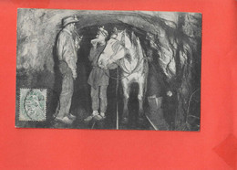 MINE MINEUR Cpa Animée Avec Cheval Aveugle               Edit Au Pays Noir - Mines