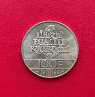 Belle Monnaie Argent De 100 Francs Fraternité, Tête De La République 1988 - 100 Francs