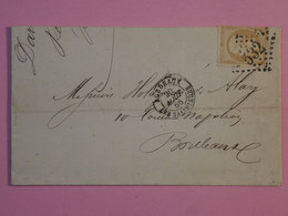 AP 40  FRANCE  BELLE LETTRE 1866 A  BORDEAUX +NAPOLEON N°21 ++AFF. INTERESSANT + + - 1862 Napoléon III.