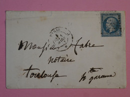 AP 40  FRANCE  BELLE LETTRE 1866 ETOILE DE  PARIS A TOULOUSE +N° 22 ++AFF. INTERESSANT + + - 1862 Napoleone III