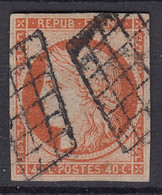 FRANCE : TB CERES 40c ORANGE N° 5 OBLITERATION GRILLE - SIGNE BRUN - COTE 500 € - 1849-1850 Ceres