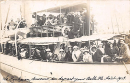 44-LE-POULIGUEN- CARTE-PHOTO- BATEAU EMILE-SOLACROUP- DEPART POUR BELLE-ILE 1913 - Le Pouliguen