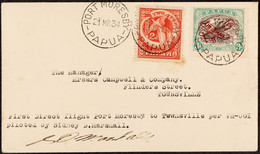 AIRMAIL 1934 (12th April) Port Moresby To Townsville Cover (Eustis P69a), Signed By The Pilot S. Marshall, Fine. - Papua New Guinea