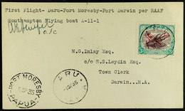 AIRMAIL 1935 (1st September) Daru - Port Moresby - Daru Cover (Eustis P90a), Signed By The Pilot A. Hempel, Tiny Tear At - Papua New Guinea