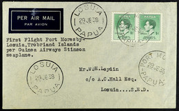 AIRMAIL 1938 (29th June) Port Moresby To Losuia Cover (Eustis P135), Fine. - Papua New Guinea