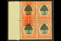 1947-54 6d Green & Brown-orange, LARGE SCREEN FLAW In Left Marginal Block Of 4, Affects Two Stamps, SG 119a, Very Fine M - Unclassified