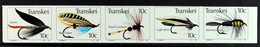 HOMELANDS - TRANSKEI 1982 Fishing Flies (3rd Series) Strip Of Five, SG 99a, IMPERF, Never Hinged Mint. - Unclassified