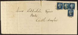 1840 2D BLUE - A VERY RARE PLATES 1 AND 2 COMBINATION COVER 1842 (27th July) Entire Letter From Annan To Castle Douglas, - Other & Unclassified