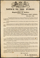 1840 POSTAL NOTICE - REGISTRATION OF LETTERS. 1840, December Postal Notice Announcing 'Registration Of Letters.' By Comm - Other & Unclassified