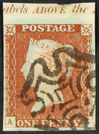 1841 1d Red-brown 'AE' Plate 22, SG 8, Used With 4 Margins Including Large Part Of Upper Sheet Selvage Showing '...abels - Other & Unclassified