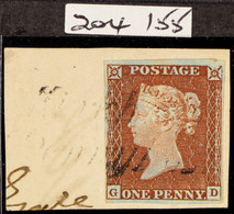 1841 1d Red-brown Plate 14 Imperf With 4 Margins, Tied To Piece By Fine & Complete 'KIRKHAM / PENNY POST', Spec B1wc Cat - Other & Unclassified