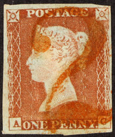 1841 1d Red-brown Plate 43 Imperf With 4 Margins, Cancelled By Superb Large Red Handstruck â€œ2â€. Rare, RPSL Certifica - Other & Unclassified