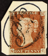 1841 1d Red-brown Plate 58 Imperf With 4 Margins, Cancelled By Large Part Fancy â€œP.L.â€ In Oval (Paid Late Fee) Hinge - Other & Unclassified