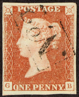 1841 1d Red-brown Imperf With 4 Margins, Cancelled By Boxed â€œNo. 2â€ Receiving House Hand Stamp. RPSL Certificate. - Other & Unclassified