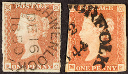 1841 1d Red-brown Imperfs Group, Each With A CIRCULAR DATESTAMP Cancellation, SG 8o, From MUCH WENLOCK And YARMOUTH â€“  - Other & Unclassified