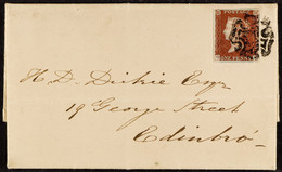 1842 (2 Sept) EL From Leeds To Edinburgh Bearing 1d Red-brown Plate 22 With 4 Good / Huge Margins Tied By Full LEEDS MAL - Other & Unclassified